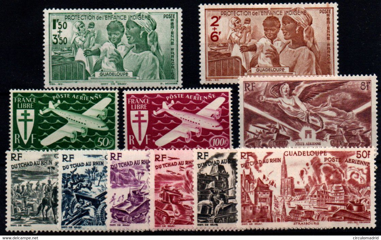 Guadalupe (aéreos) Nº 1/2, 4/12. Año 1942/46 - Airmail