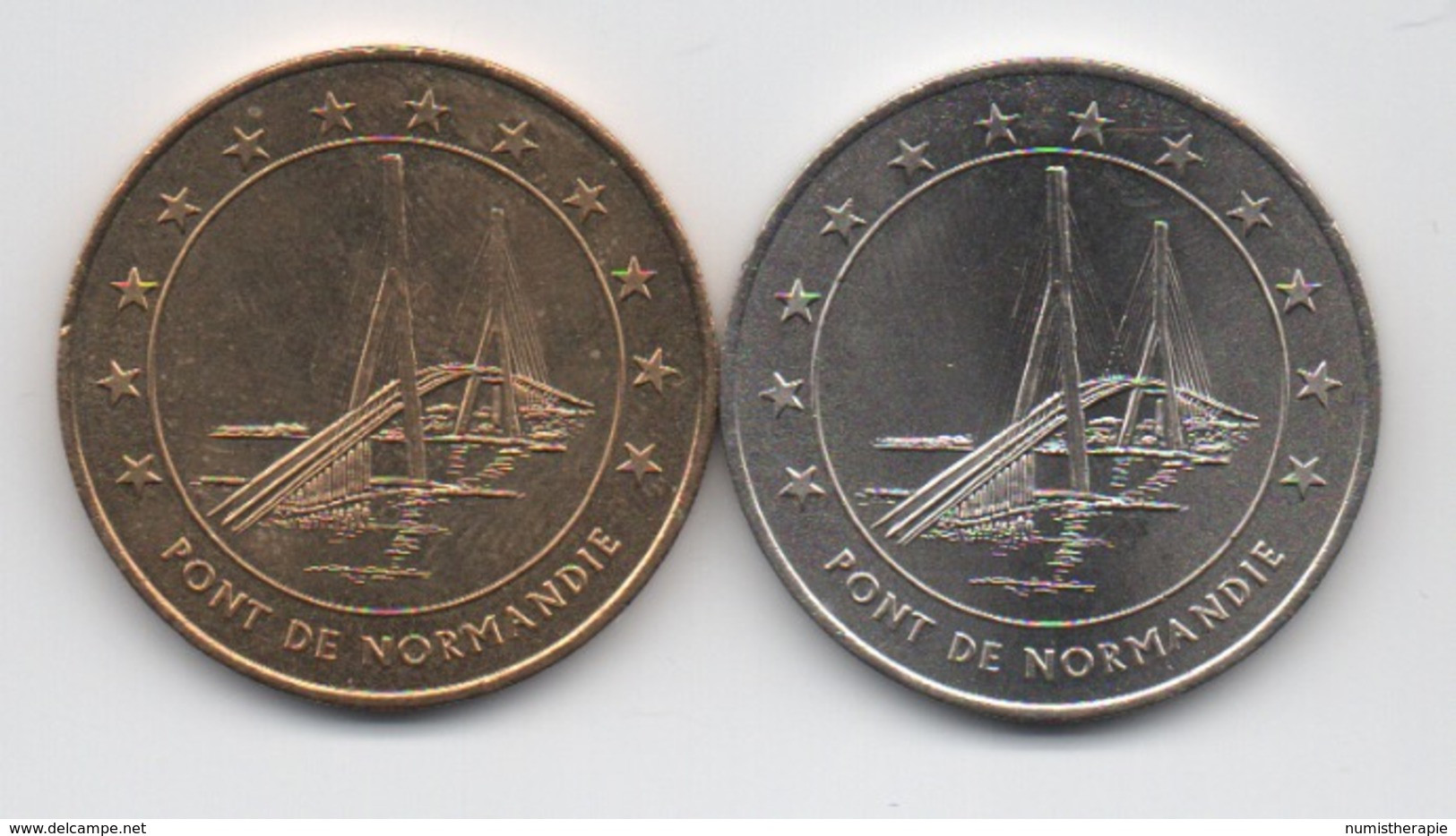 Lot De 2 Pièces UNC : 1 Euro & 3 Euro De La Ville Du Havre 1996 : Pont De Normandie - Euros Des Villes