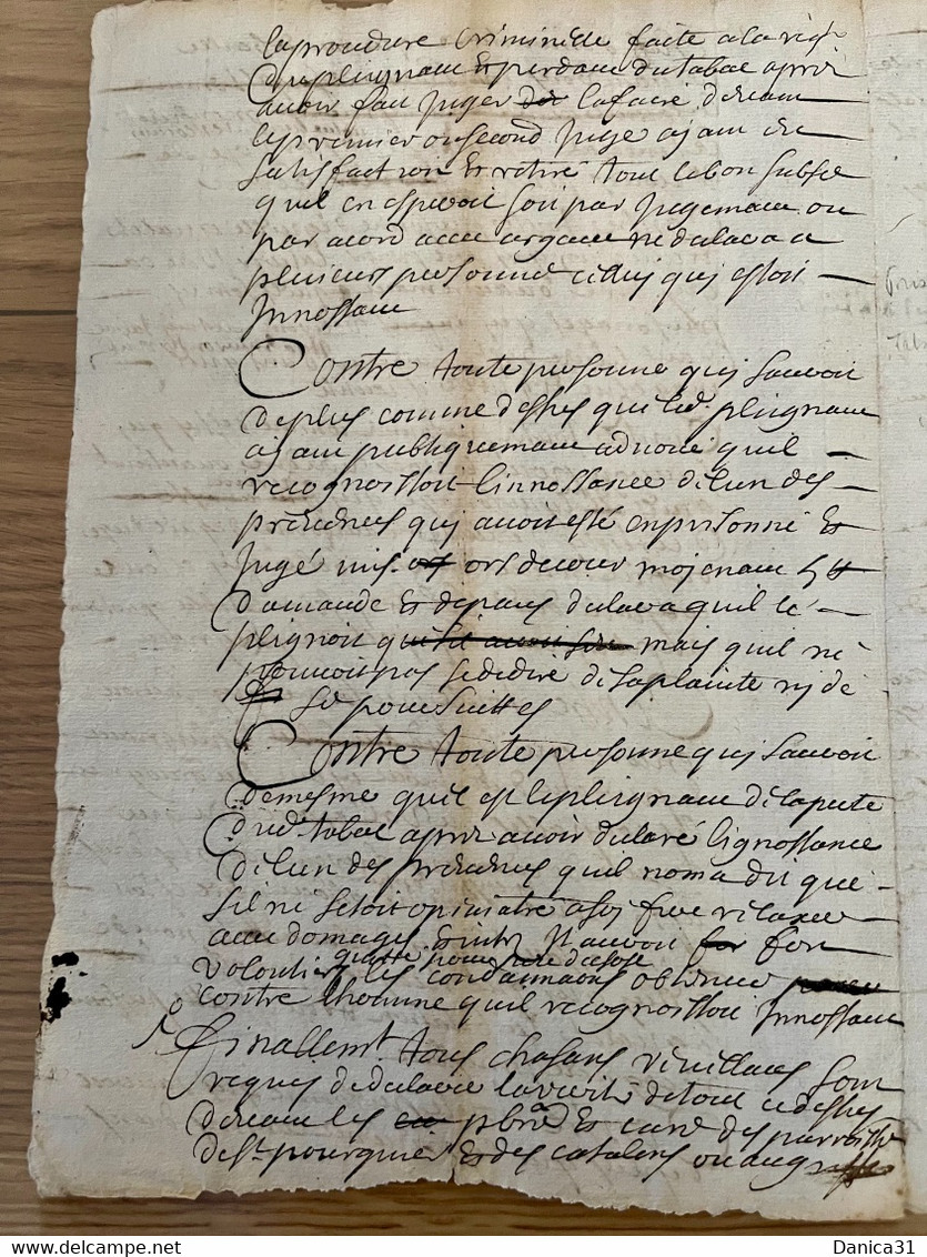 MONITOIRE POUR LE VOL DE TABAC A ST PORQUIER , PRISON DE LA SÉNECHAUSSEE TABAC VOLÉ 1721 - Dokumente
