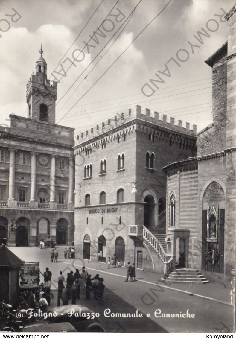 CARTOLINA  FOLIGNO,UMBRIA,PALAZZO COMUNALE E CANONICHE,STORIA,MEMORIA,BELLA ITALIA,RELIGIONE,CULTURA,VIAGGIATA 1962 - Foligno