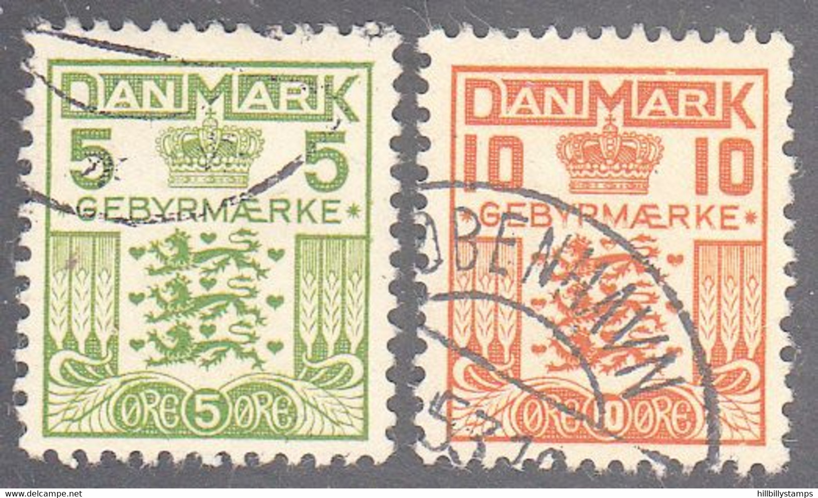 DENMARK   SCOTT NO L4-5   USED   YEAR  1934 - Fiscaux