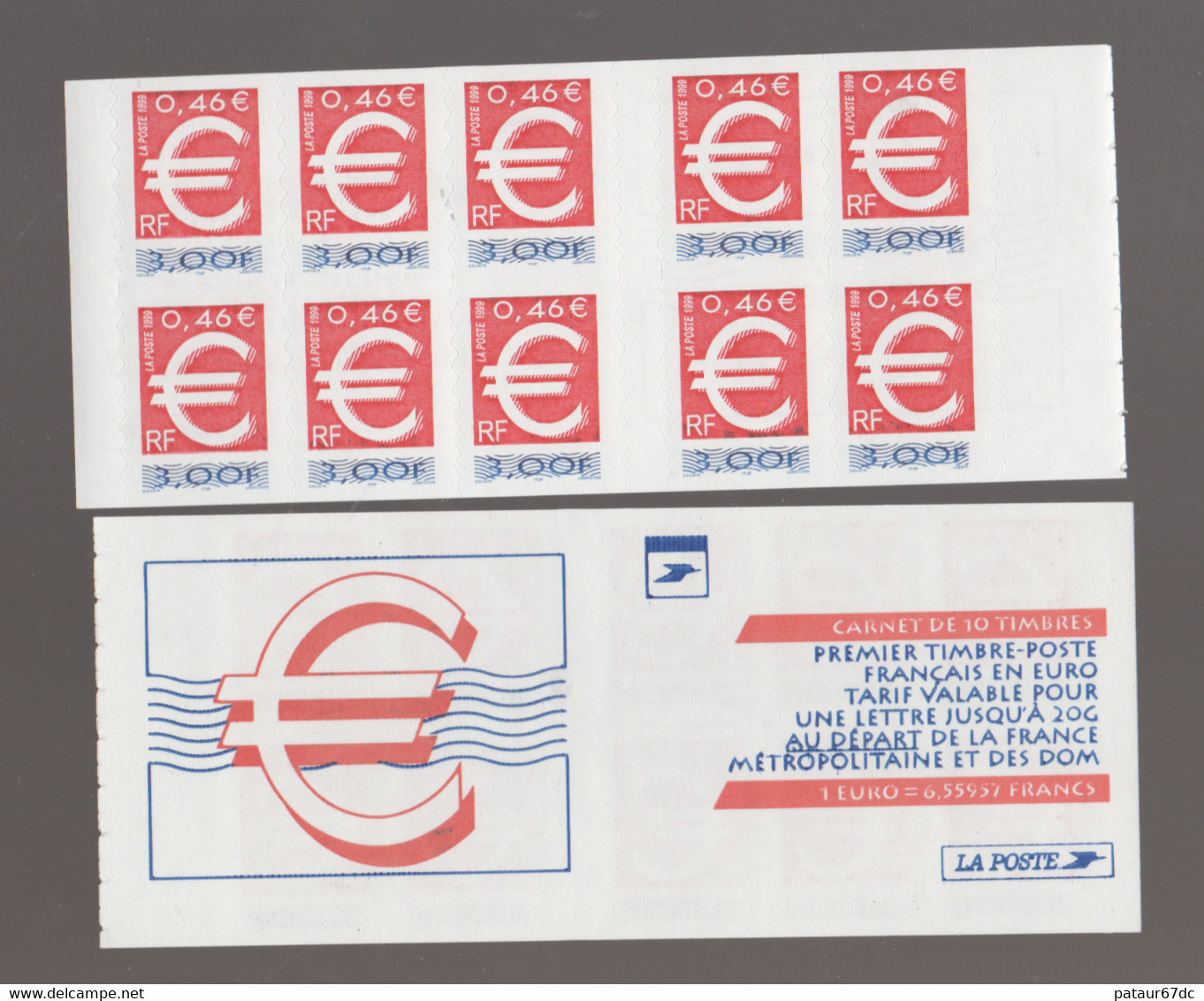 FRANCE / 1999 / Y&T N° 3215 ** Ou AA 24 ** : TP Sigle Euro (de Carnet Adhésif) X 1 Avec Inter-panneau à D - Other & Unclassified