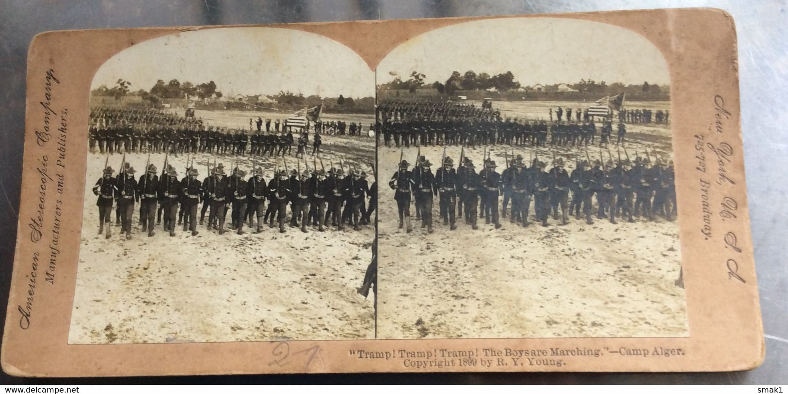 Photography > Stereoscopes - Side-by-side Viewers CAMP ALGER THE BOYS MARCHING , - Visionneuses Stéréoscopiques