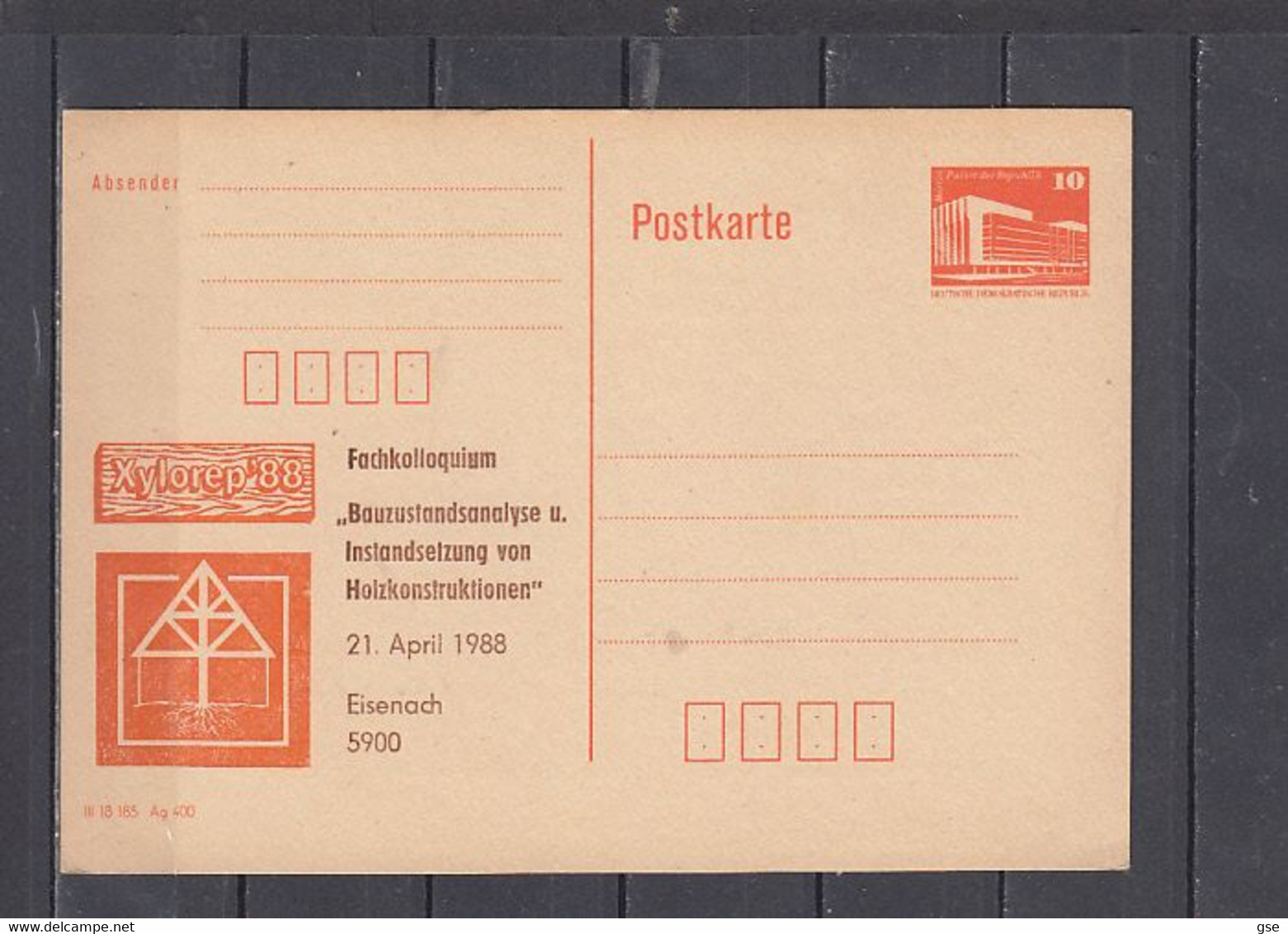 GERMANIA  Rep. Democratica   1988 .  Xylorep'88  - Postkarte - Cartoline Private - Nuovi