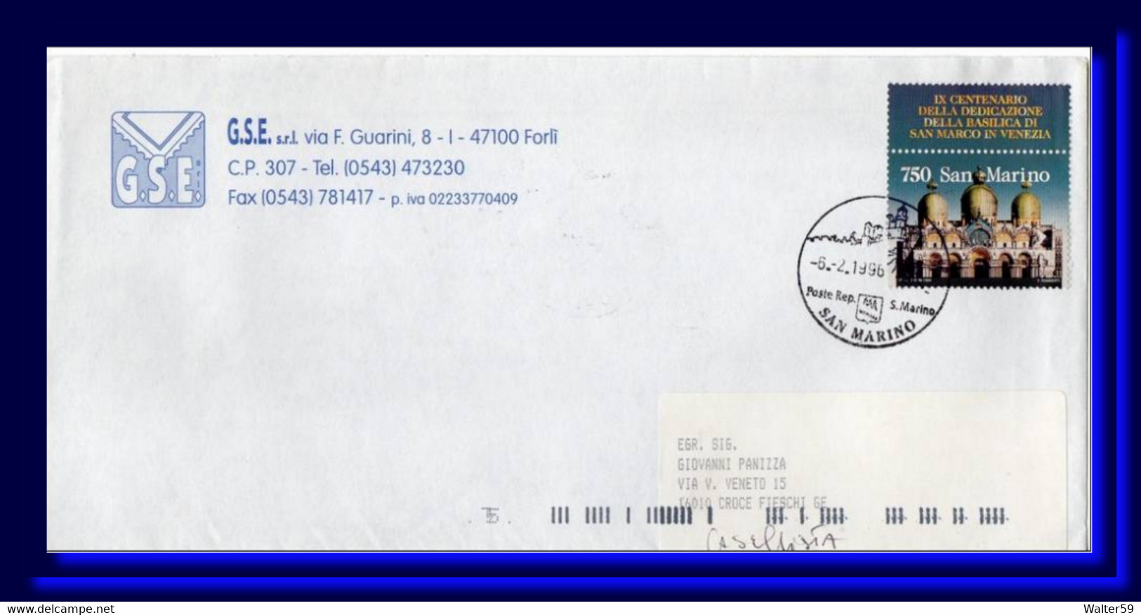 1996 San Marino Saint Marin Lettre Letter Posted To Italy - Cartas & Documentos