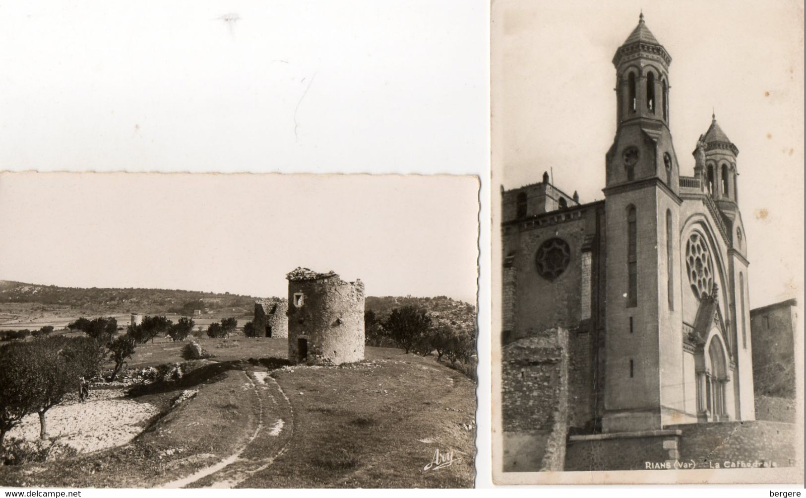 83. 2 CPSM - RIANS -  Les Vieux Moulins - La Cathédrale  -  Scan Du Verso - - Rians