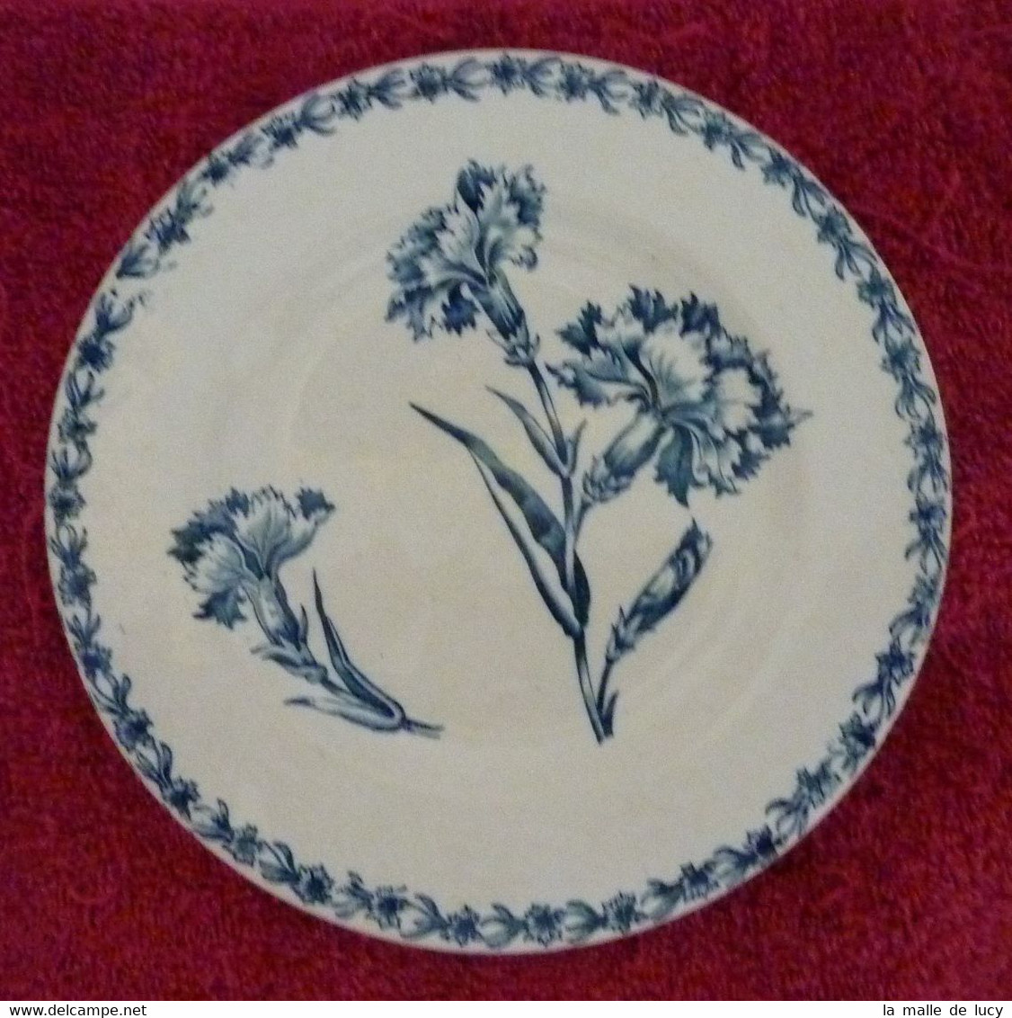 Assiette Ancienne KG Luneville Décor Oeillet Bleu - Lunéville (FRA)