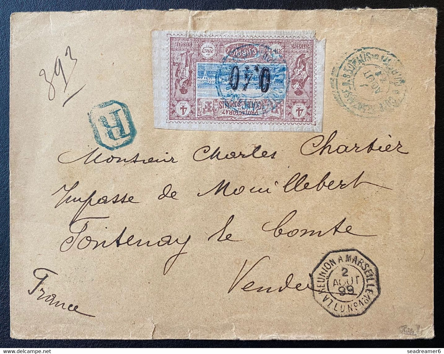 France Colonies Cotes Des Somalies Lettre Recommandée De Djibouti Avec N° 22 Pour Fontenay Le Comte Sup Signé Calves - Storia Postale