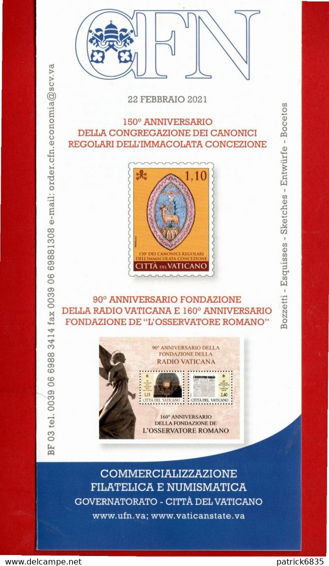 VATICANO - 2021 - Bollettino Ufficiale - Canonici Immacolata C. - Radio Vaticana E Oss. Romano -   22/02/2021. - Storia Postale