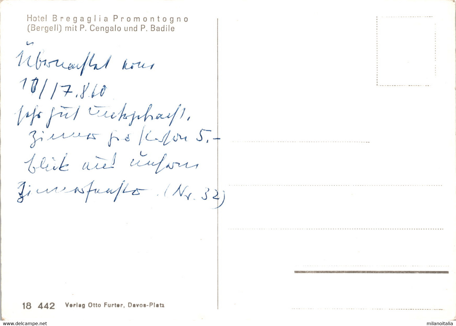 Hotel Bregaglia Promontogno (Bergell) (18-442) * 16. 8. 1960 - Bregaglia