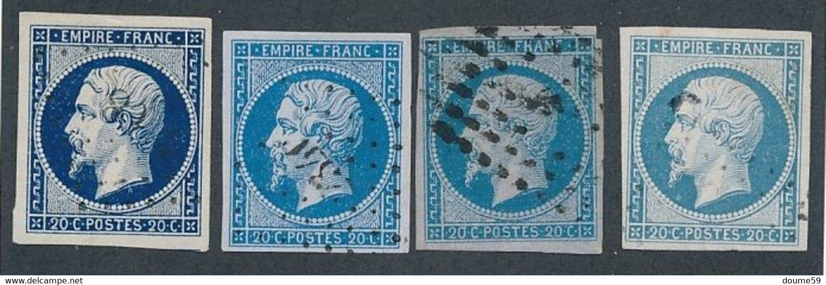 EC-383: FRANCE: Lot Avec N°14A (a,c,e,f)obl (paire, TB) - 1853-1860 Napoléon III.