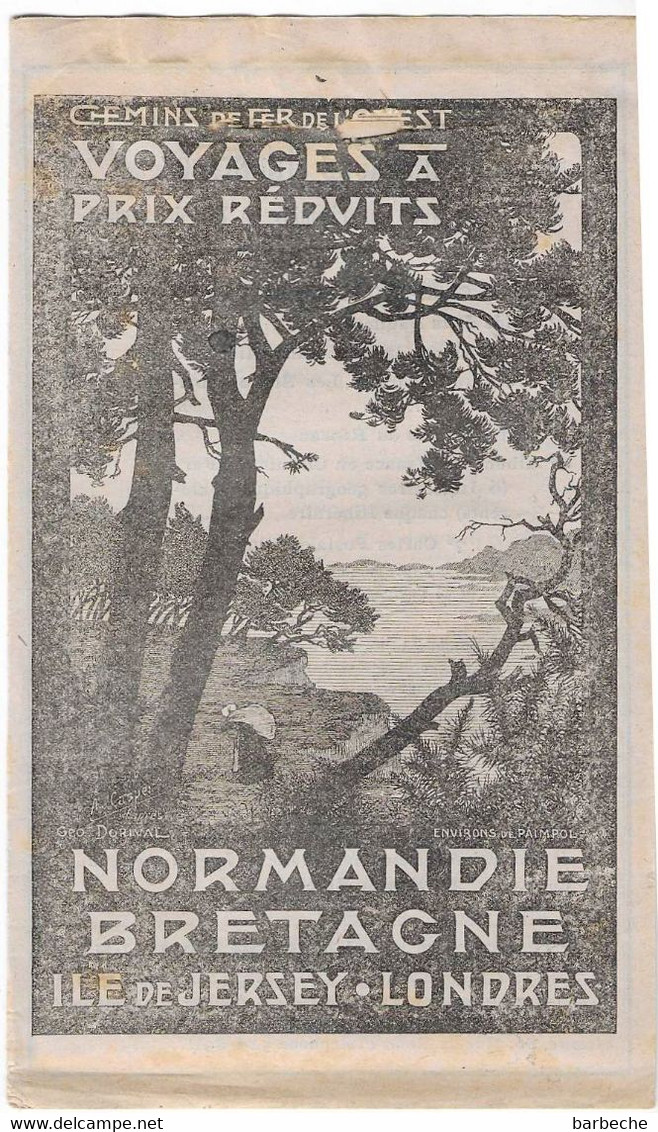 CHEMINS DE FER DE L' OUEST  NORMANDIE-BRETAGNE ILE DE JERSEY Dépliant Avec Tarifs Et Horaires - Programmes