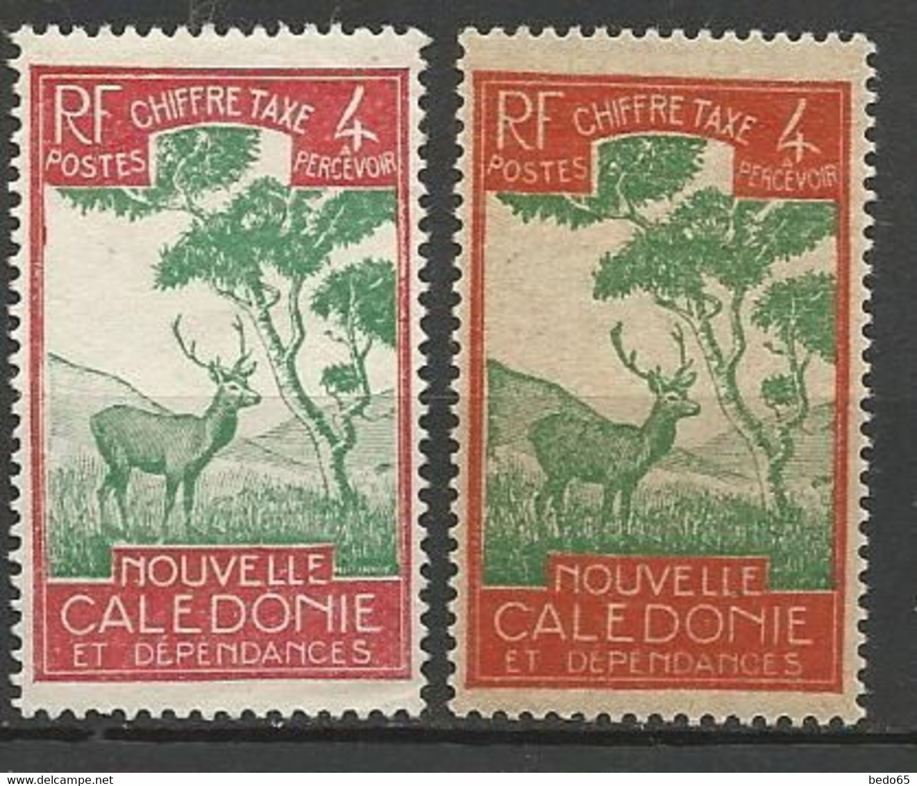 NOUVELLE-CALEDONIE TAXE N° 27 X 2 NUANCES NEUF*  CHARNIERE / MH - Timbres-taxe