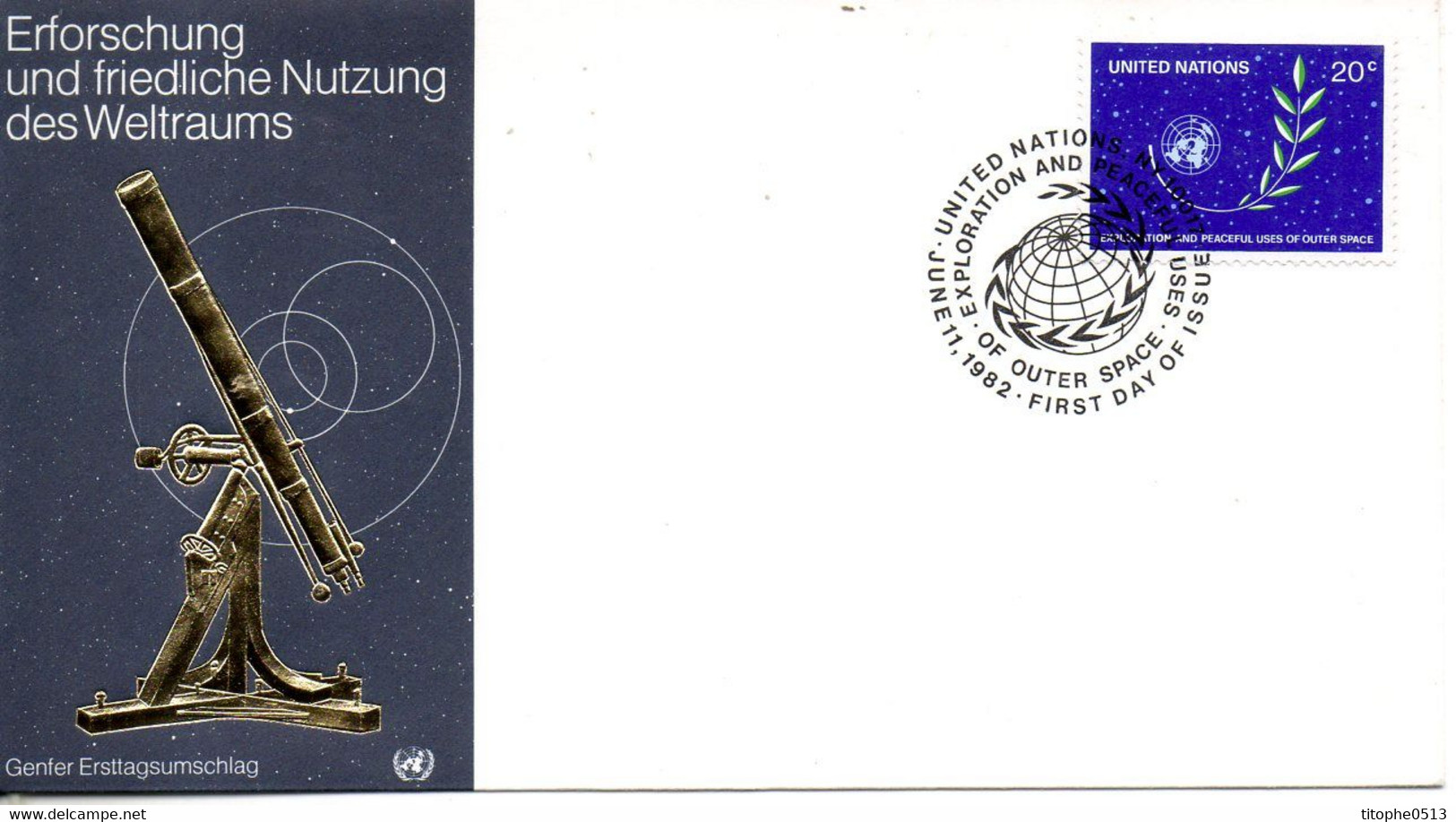 ONU New-York. N°364 De 1982 Sur Enveloppe 1er Jour. Utilisation Pacifique De L'espace/Télescope. - Noord-Amerika