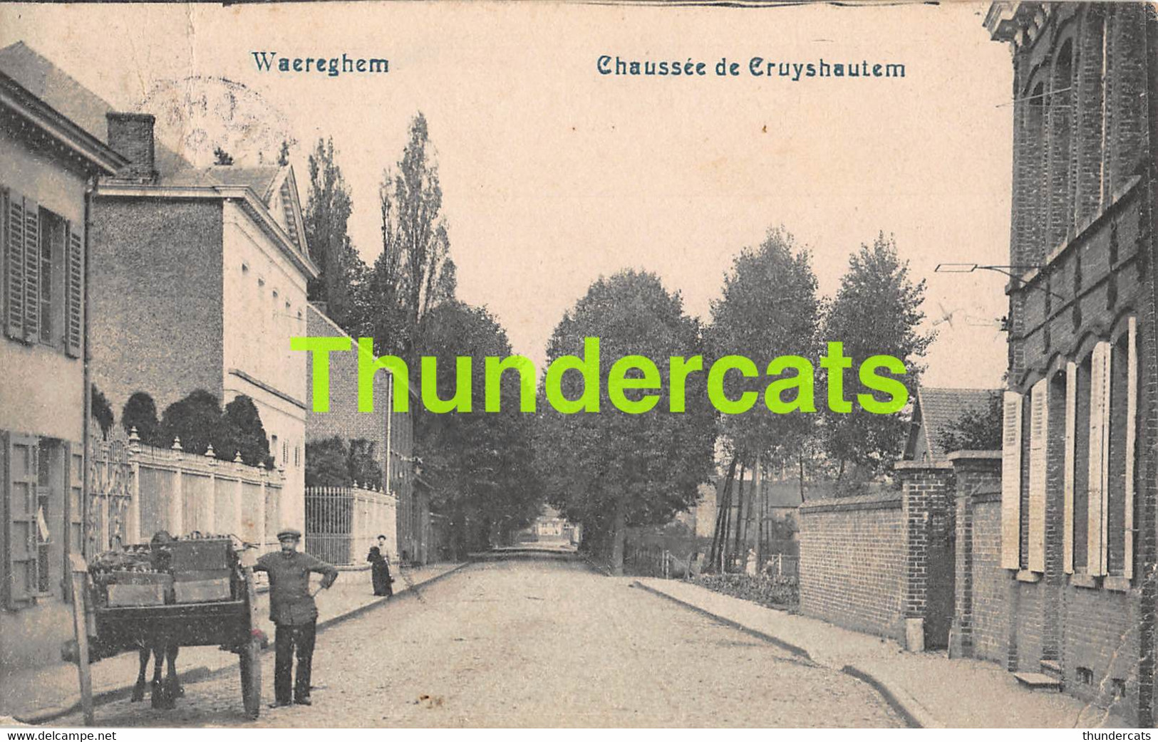 CPA WAREGEM WAEREGHEM CHAUSSEE DE CRUYSHAUTEM ( PLOOITJES RECHTSONDER ) - Waregem