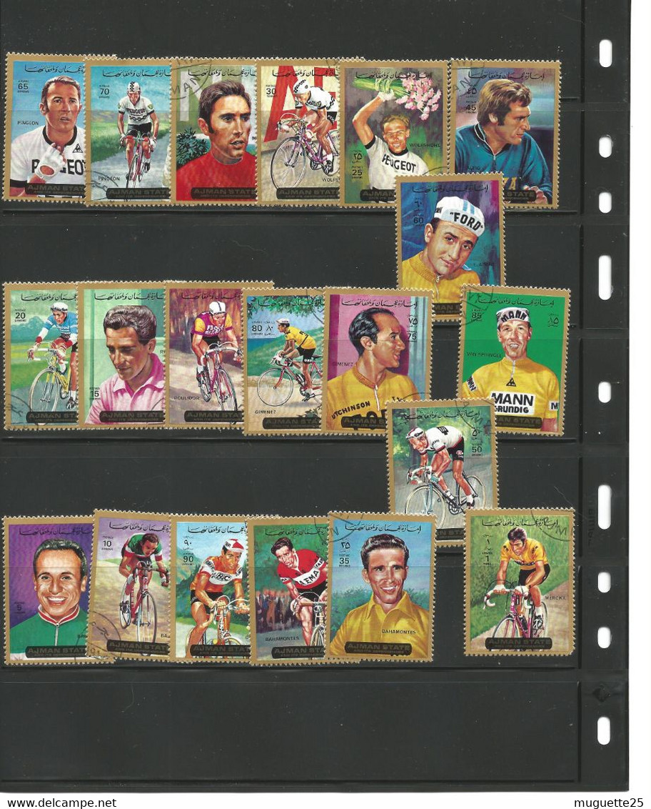 Lot De 40 Timbres Variés Sur Le Cyclisme (Anquetil, Poulidor, Merck, Etc.) - Cycling
