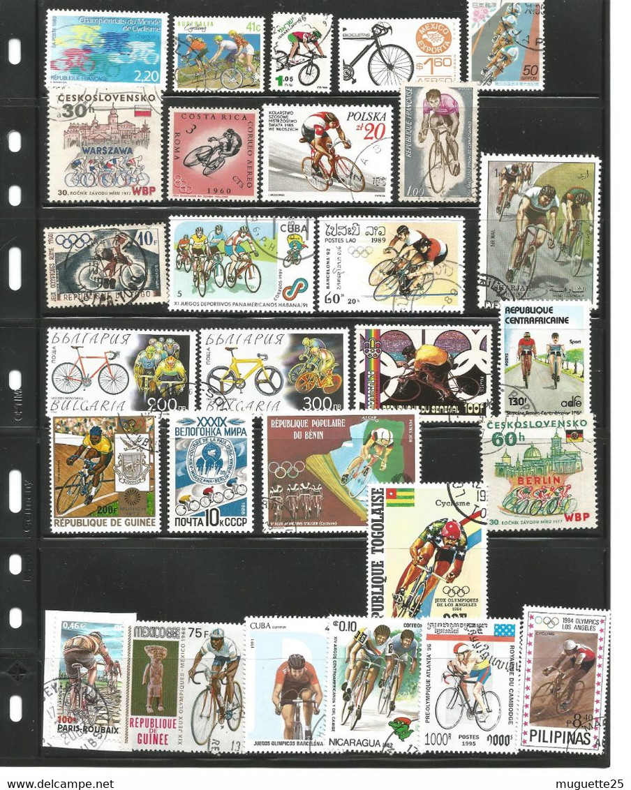 Lot De 40 Timbres Variés Sur Le Cyclisme (Anquetil, Poulidor, Merck, Etc.) - Cycling