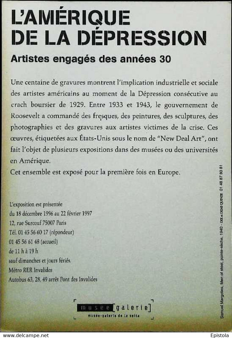 ► Exposition  PARIS  "New Deal Art 1930"  L'Amérique De La Dépression Après Le KRACH Boursier De 1929 - Ausstellungen