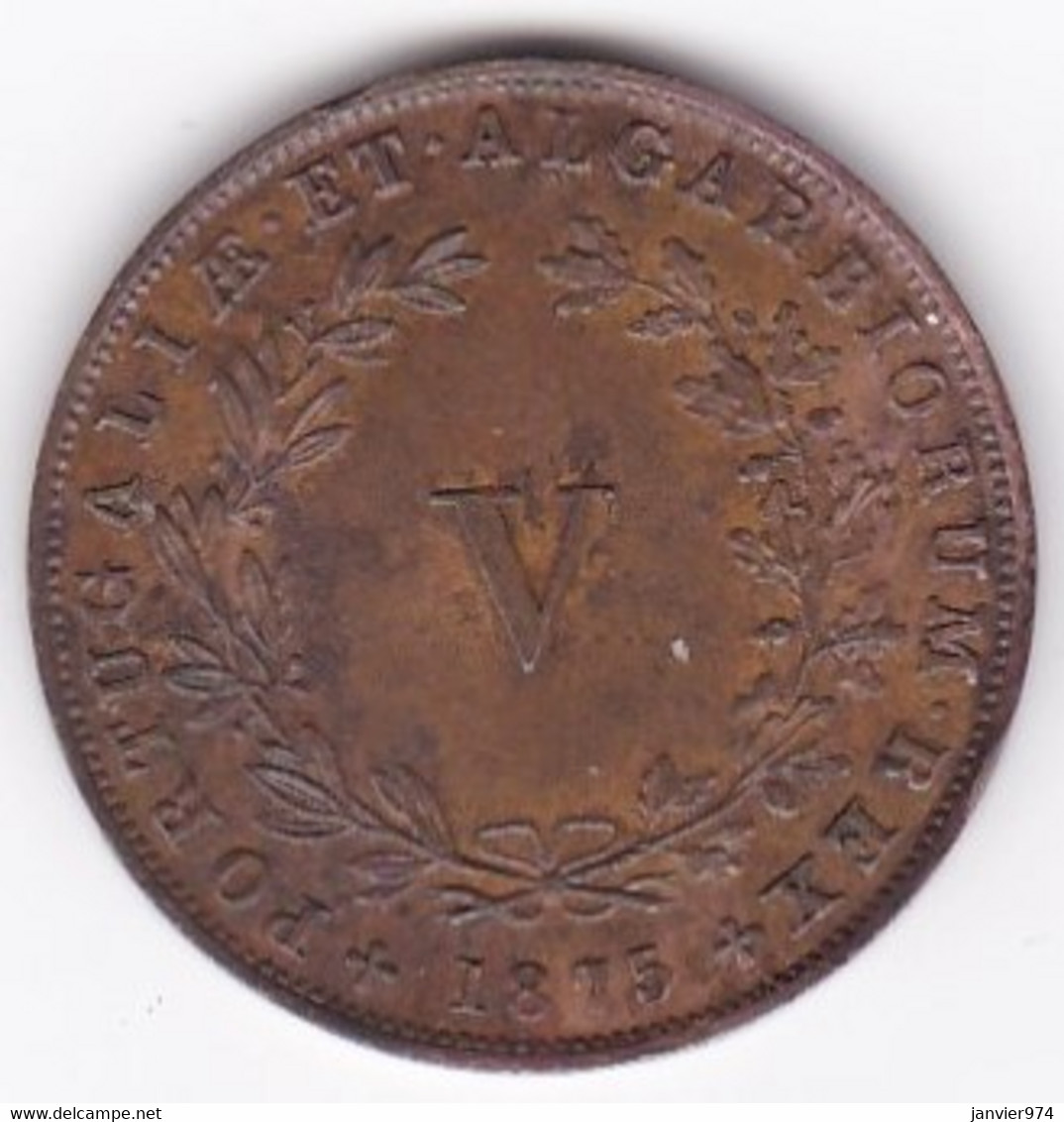 Portugal 5 Reis 1875 , Louis I , En Cuivre, KM# 513 - Portugal