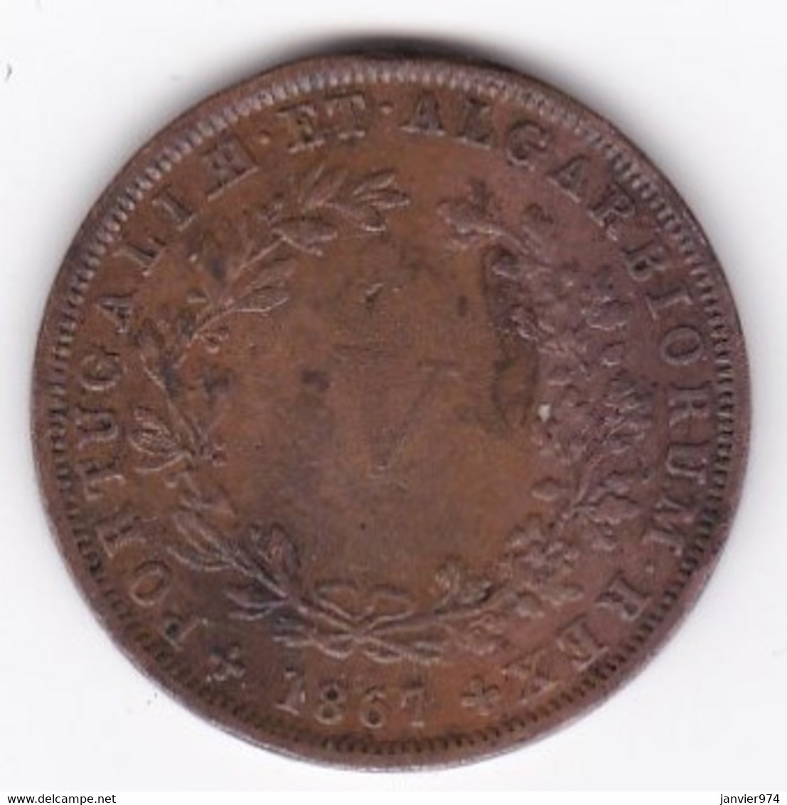 Portugal 5 Reis 1867 , Louis I , En Cuivre, KM# 513 - Portugal