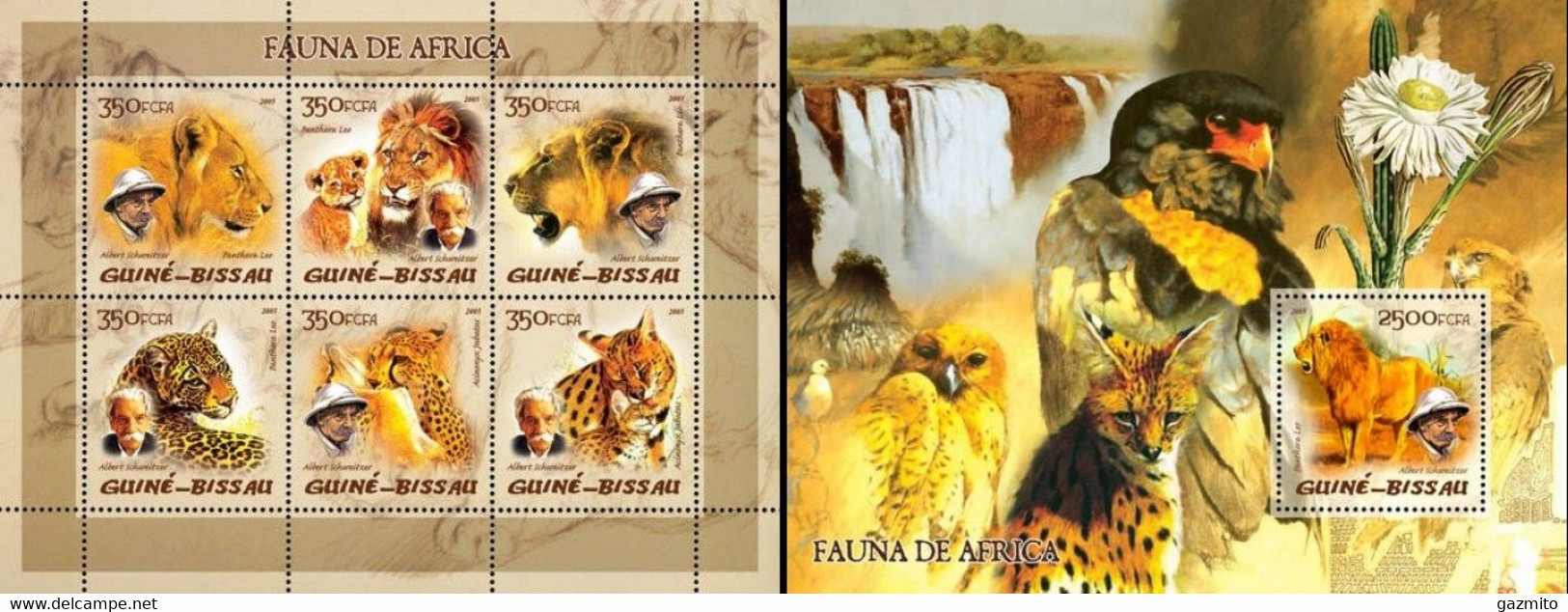 Guinea Bissau 2005, Animals, Schweitzer I, Wild Cat, 6val In BF +BF - Albert Schweitzer