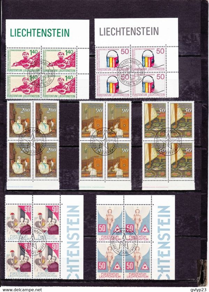 UN LOT DE 74 BLOCS DE 4 OBLITéRéS/296 TIMBRES/ 1/20° COTE/ 1986-1990