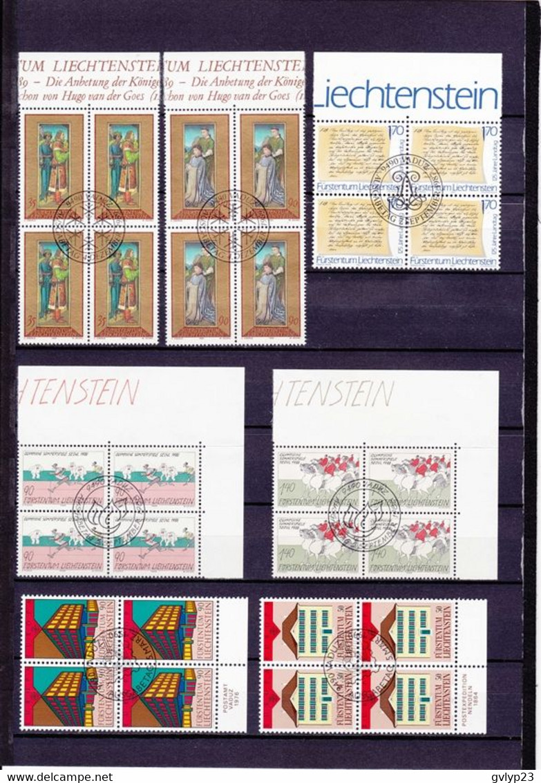 UN LOT DE 74 BLOCS DE 4 OBLITéRéS/296 TIMBRES/ 1/20° COTE/ 1986-1990