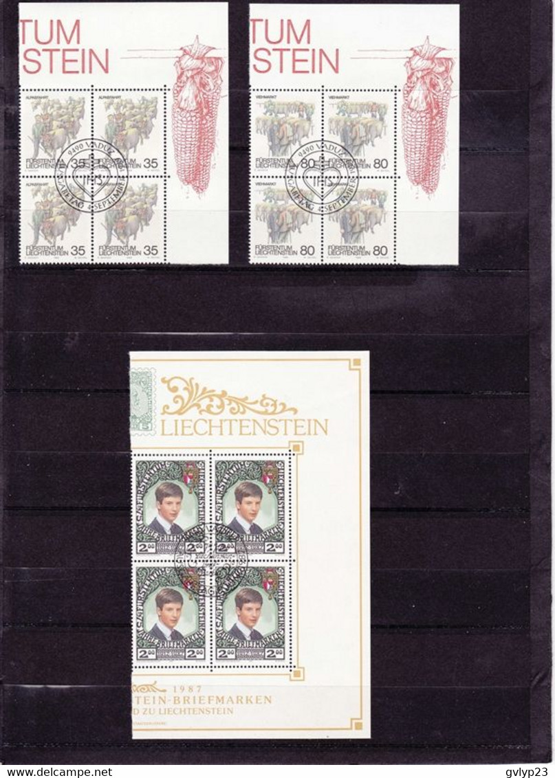 UN LOT DE 74 BLOCS DE 4 OBLITéRéS/296 TIMBRES/ 1/20° COTE/ 1986-1990