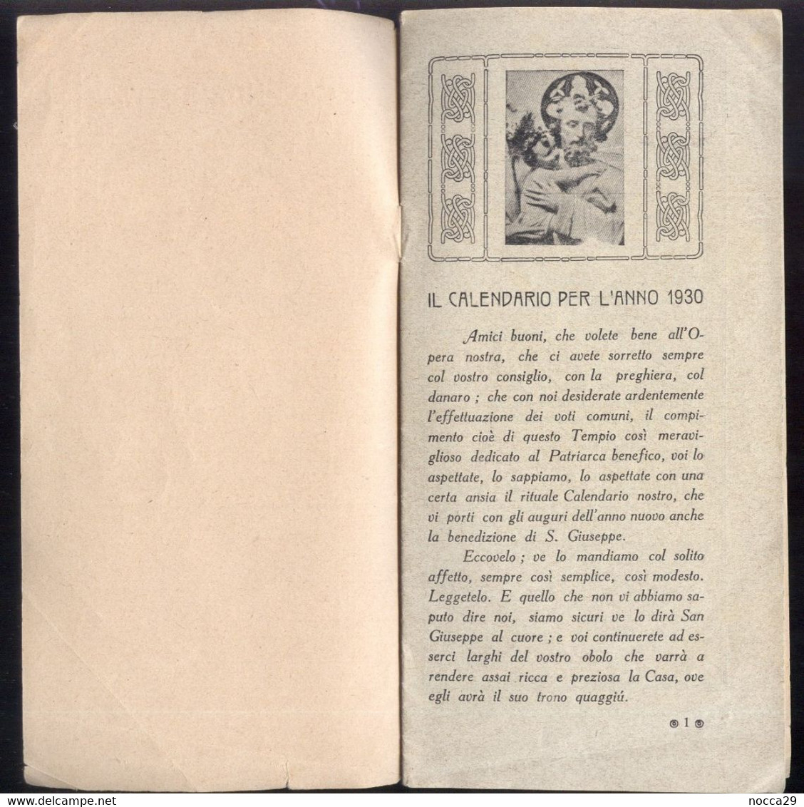 SAN GIUSEPPE VESUVIANO - CALENDARIO OMAGGIO DEL SANTUARIO DI S.GIUSEPPE AI BENEFATTORI DEL 1930 (STAMP63) - Grand Format : 1921-40