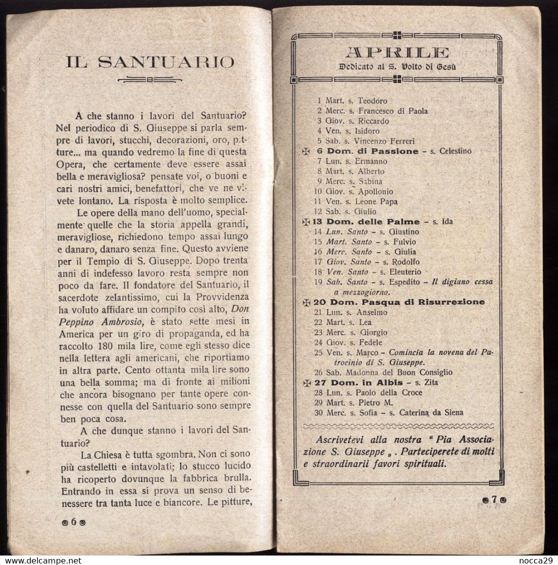 SAN GIUSEPPE VESUVIANO - CALENDARIO OMAGGIO DEL SANTUARIO DI S.GIUSEPPE AI BENEFATTORI DEL 1930 (STAMP63) - Grand Format : 1921-40