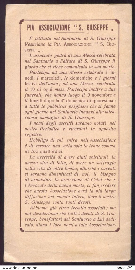 SAN GIUSEPPE VESUVIANO - CALENDARIO OMAGGIO DEL SANTUARIO DI S.GIUSEPPE AI BENEFATTORI DEL 1930 (STAMP63)