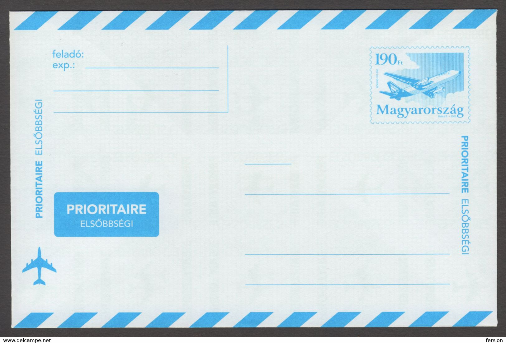 BOEING 737 MALÉV Airplane Airliner 2003 Hungary AIR MAIL PAR AVION Postal Stationery 190 Ft Cover Letter Envelope - Lettres & Documents