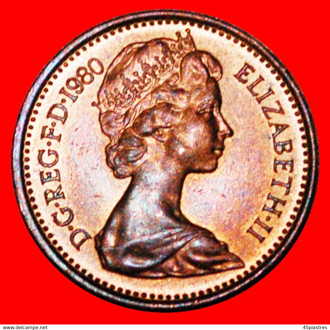 • CROWN: UNITED KINGDOM ★ HALF NEW PENNY 1980 UNC MINT LUSTRE! LOW START ★ NO RESERVE! - 1/2 Penny & 1/2 New Penny