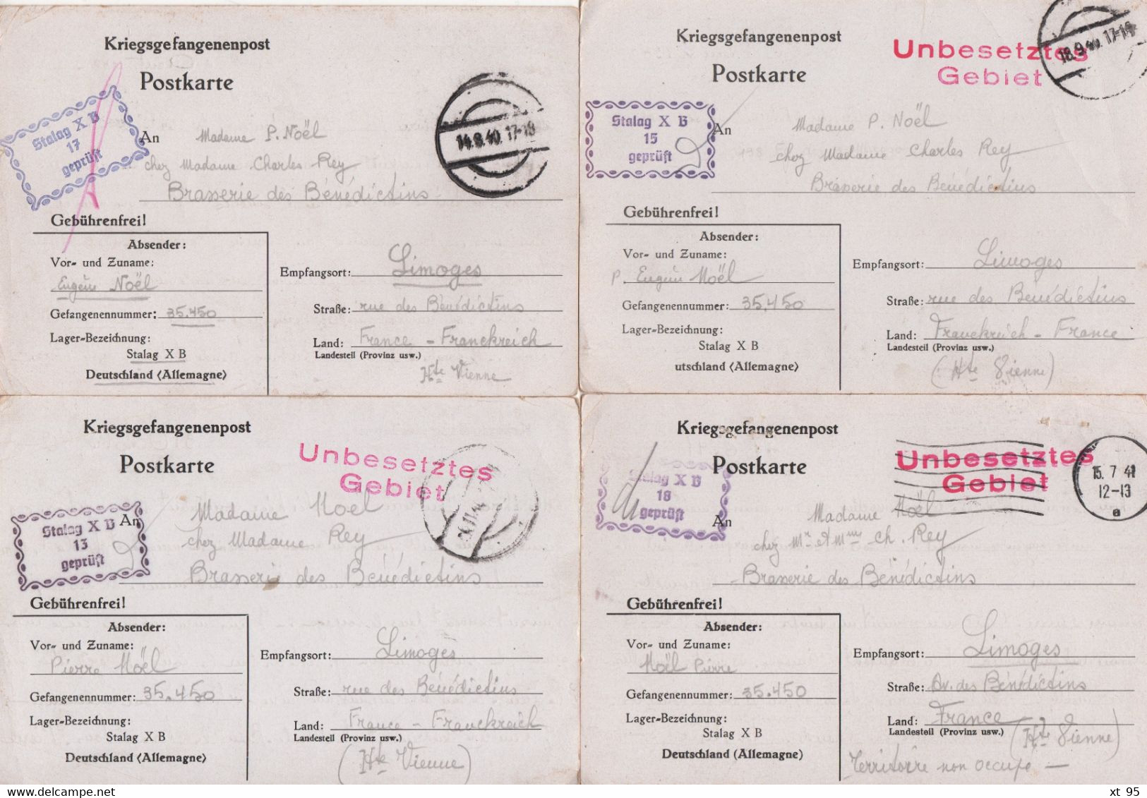 Stalag XB - Archive De 40 Correspondances A Destination De Limoges - Prisonnier De Guerre - 1940-1941 - WW II