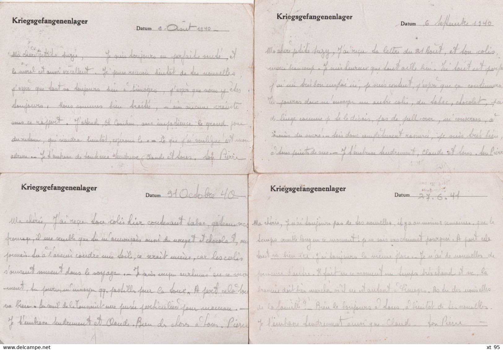 Stalag XB - Archive De 40 Correspondances A Destination De Limoges - Prisonnier De Guerre - 1940-1941 - Oorlog 1939-45