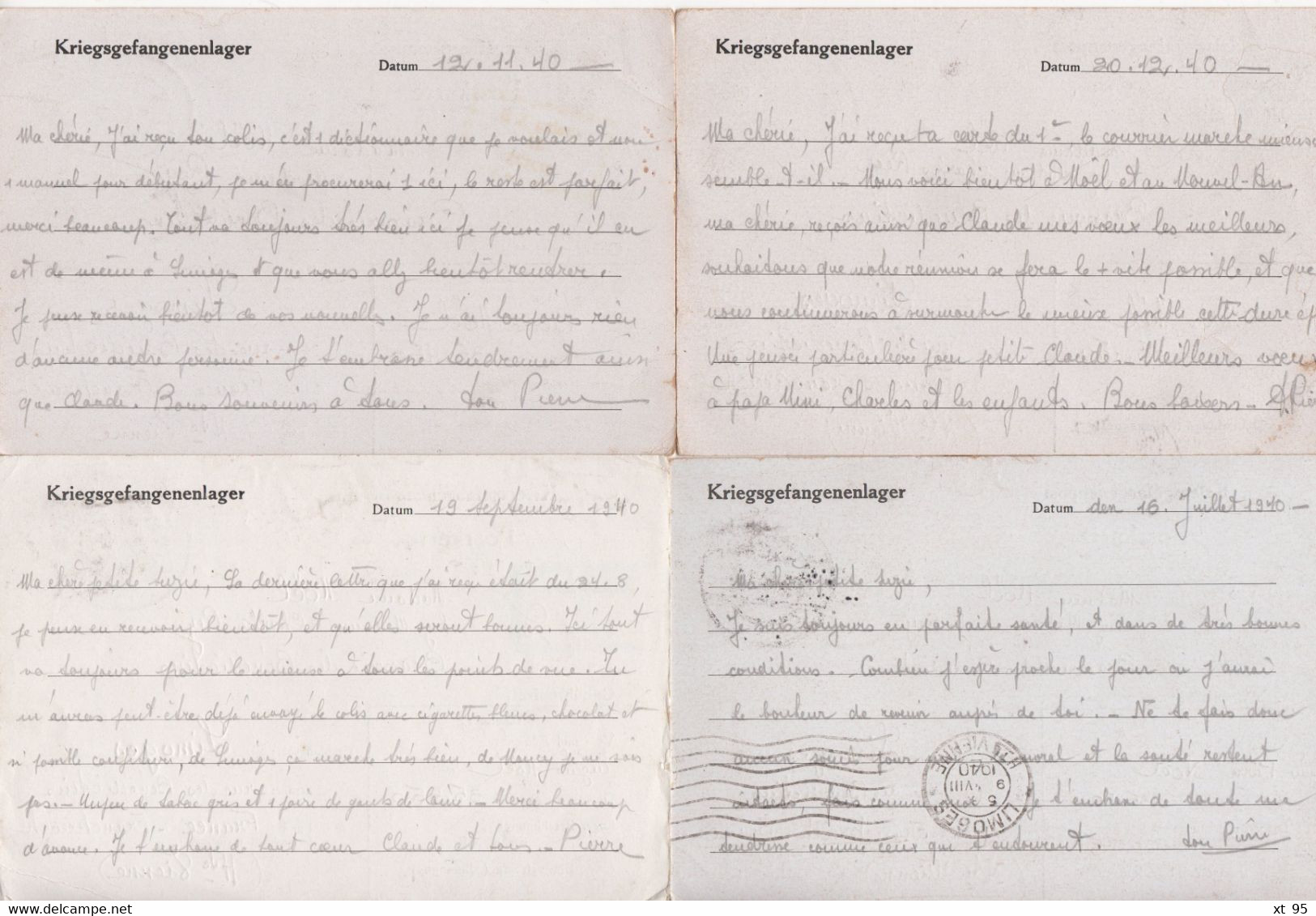 Stalag XB - Archive de 40 correspondances a destination de Limoges - prisonnier de guerre - 1940-1941