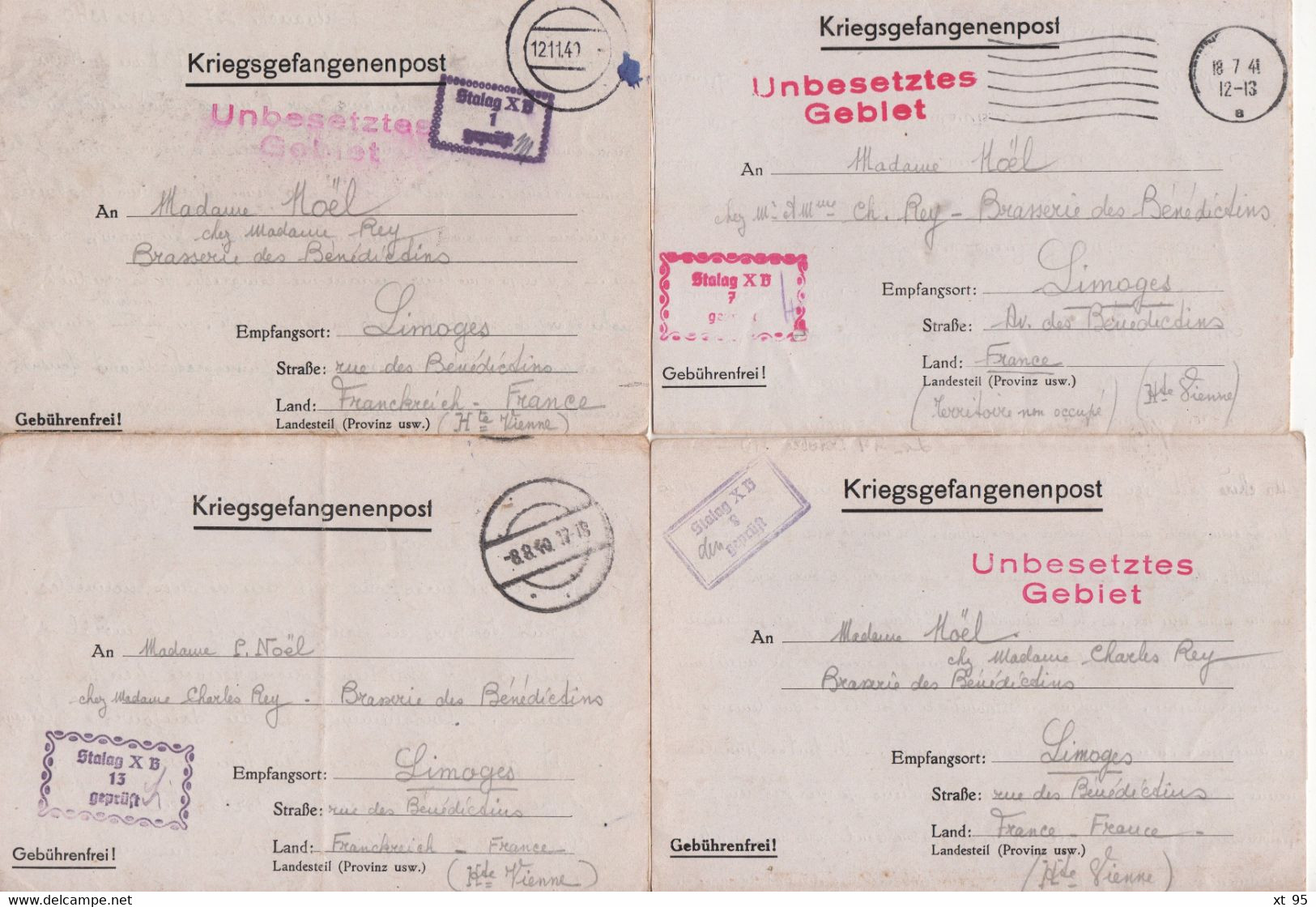 Stalag XB - Archive de 40 correspondances a destination de Limoges - prisonnier de guerre - 1940-1941