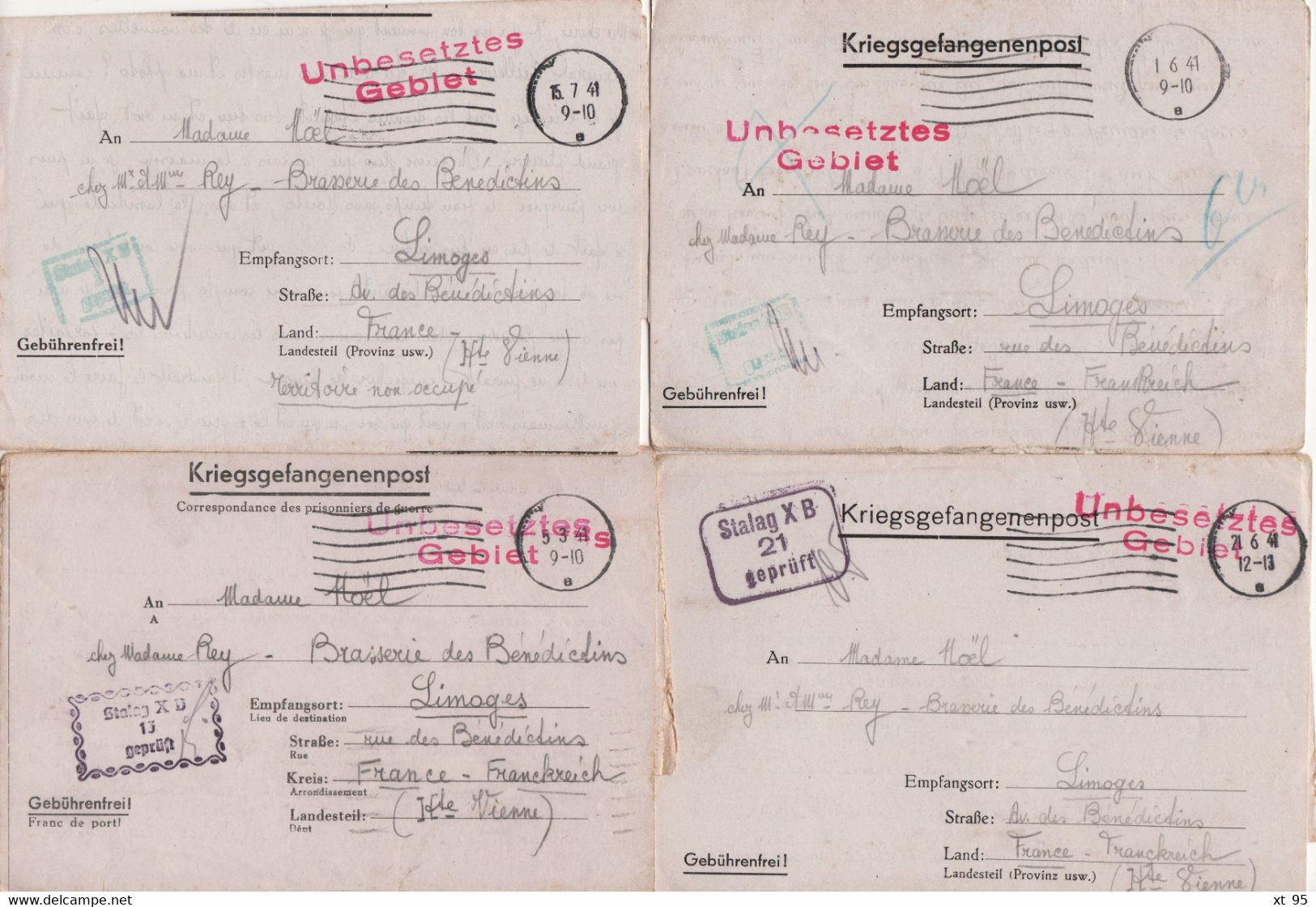 Stalag XB - Archive de 40 correspondances a destination de Limoges - prisonnier de guerre - 1940-1941