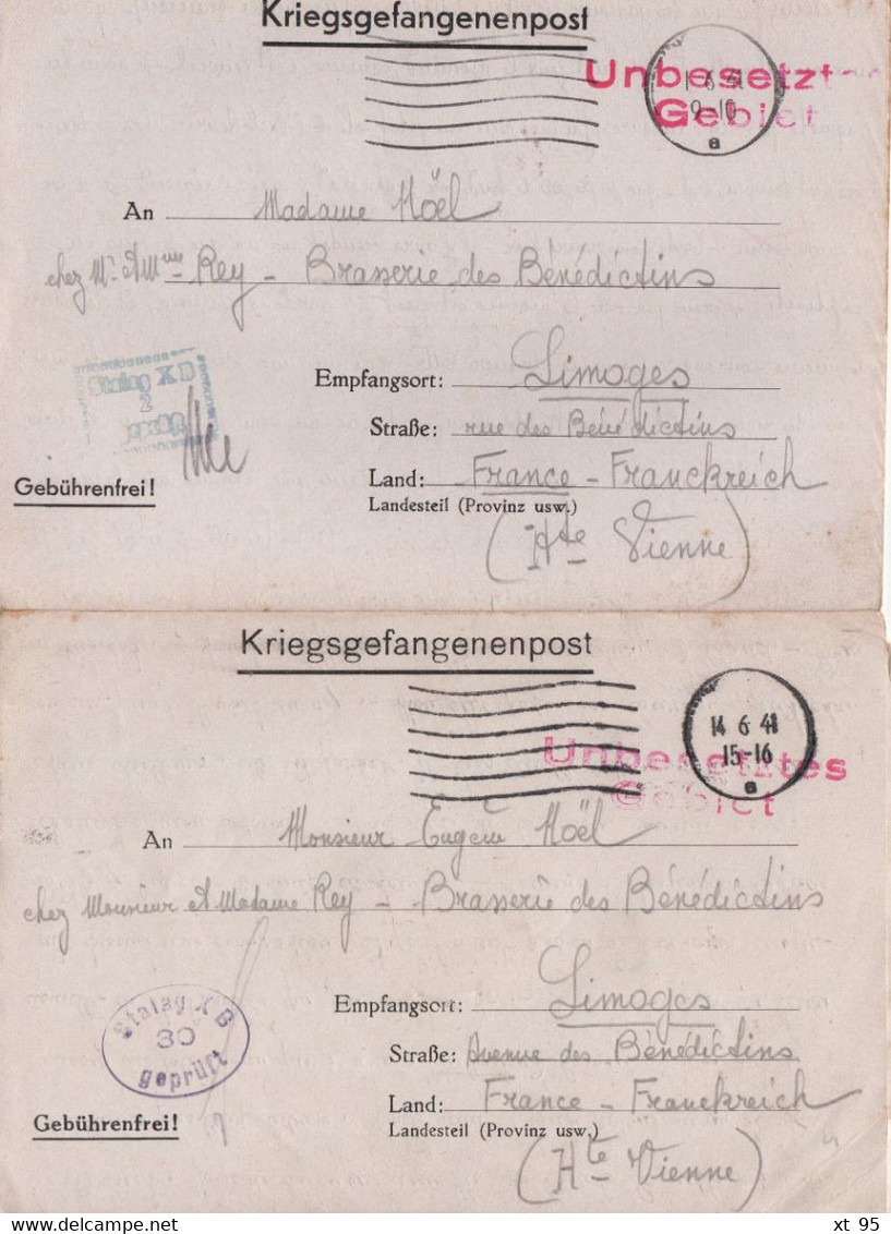 Stalag XB - Archive de 40 correspondances a destination de Limoges - prisonnier de guerre - 1940-1941