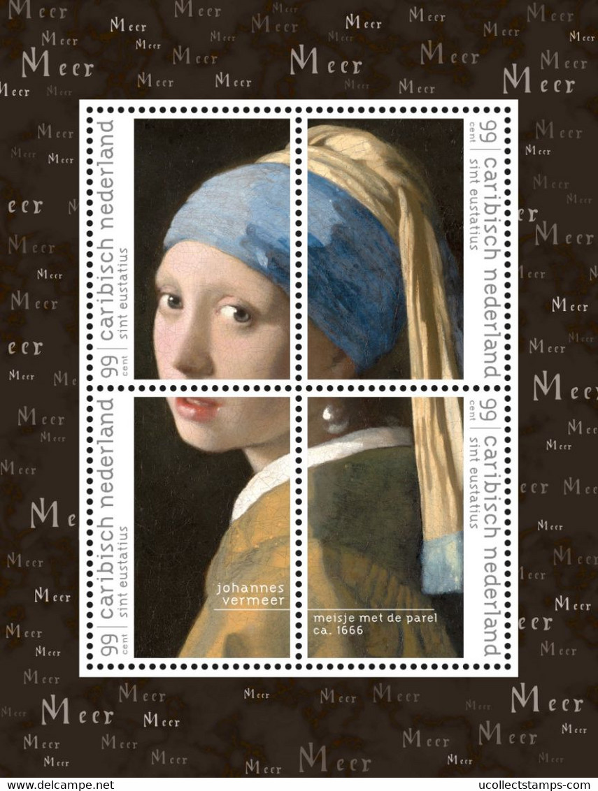 Caribisch Nederland St Eustatius   2021 Johannes Vermeer  Girl With Pearl Earring Blok-m/s    Postfris/mnh/neuf - Non Classés