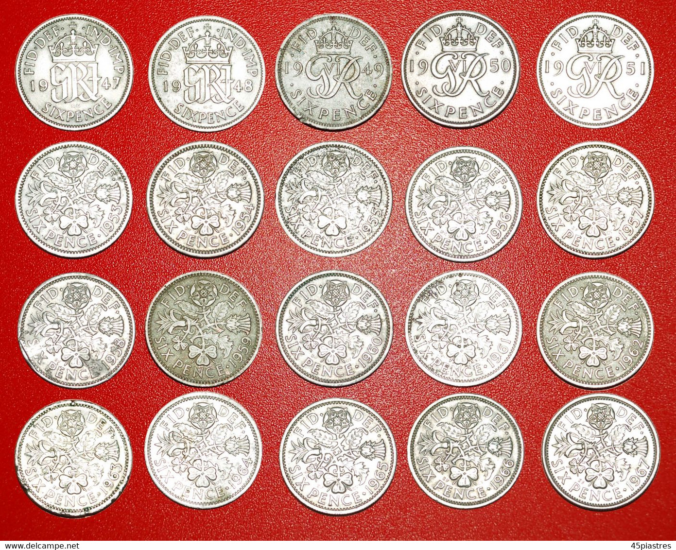 • SET 20 COINS: UNITED KINGDOM ★ 6 PENCE 1947-1967! LOW START ★ NO RESERVE! - M. Collezioni