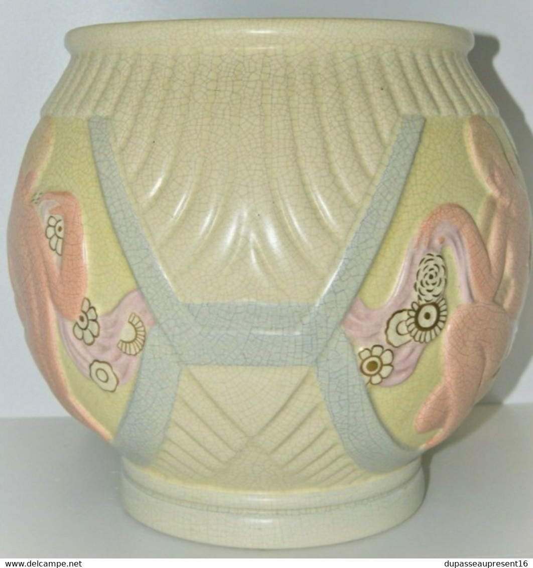 *IMPORTANT CACHE POT ART DECO Faïence Craquelée Femmes Nues ORCHIES LEJAN 1930 COLLECTION DECO VITRINE E - Orchies/Moulin Des Loups (FRA)