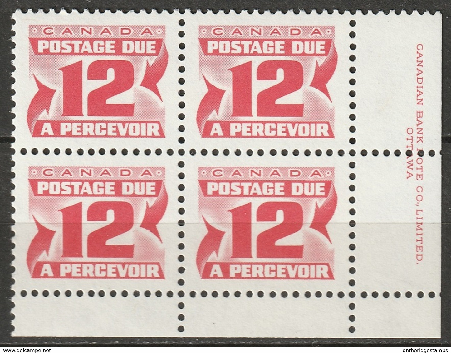 Canada 1977 Sc J36a  Postage Due LR Block MNH** - Port Dû (Taxe)