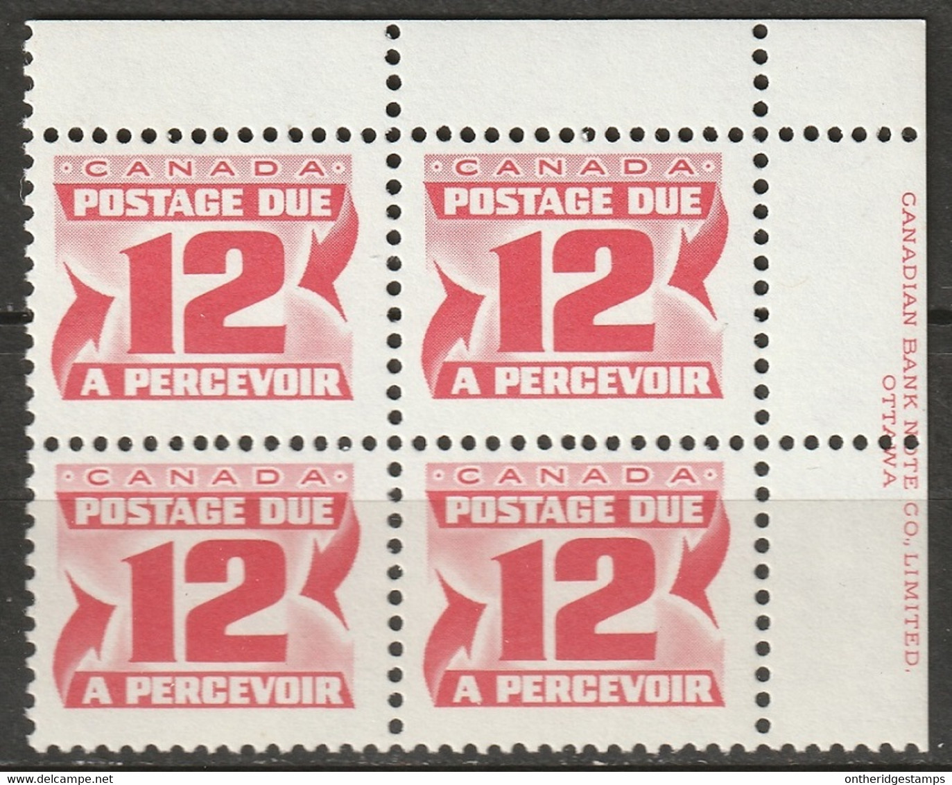 Canada 1977 Sc J36a  Postage Due UR Block MNH** - Portomarken