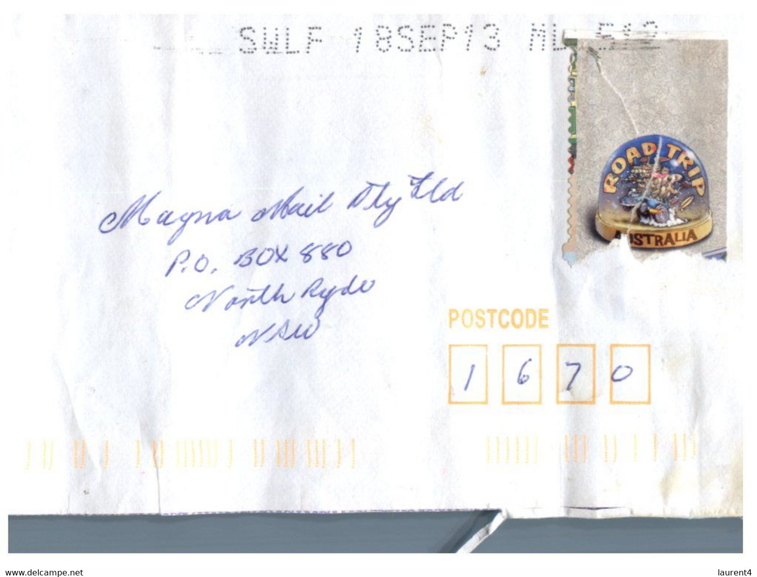 (SS 32) Australia - Cover Posted With Postal " Label " (instead Of Stamp...) Went Through The Mail WITHOUT Fine ! 2013 - Errors, Freaks & Oddities (EFO)