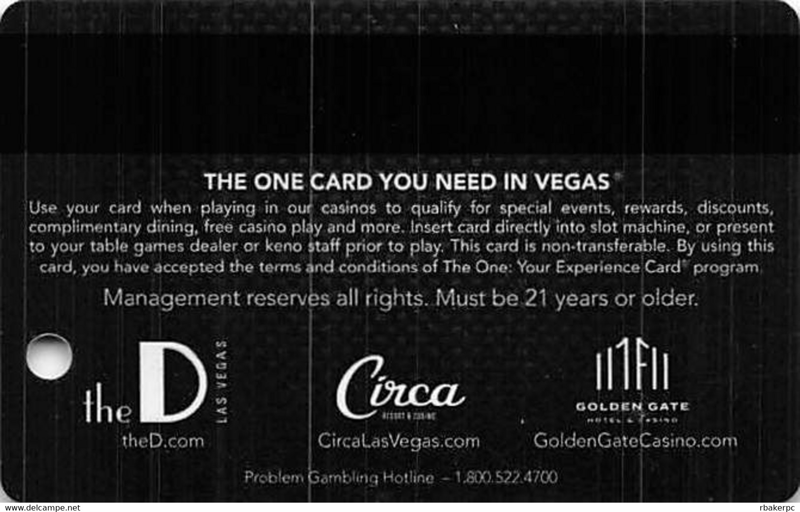 The D, Circa & Golden Gate Casinos - Las Vegas, NV - Slot Card - Casino Cards
