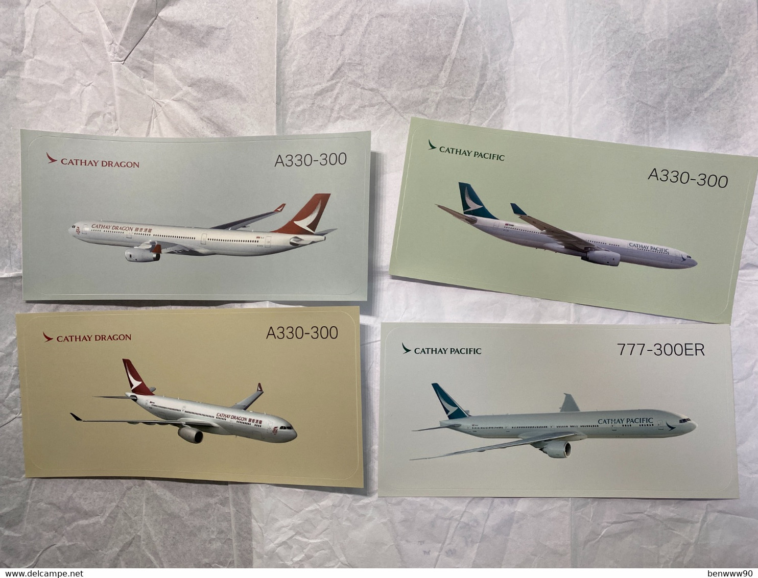 Plane, Airplanes, Cathay Dragon & Cathay Pacific Airlines, Lot Of 11 Hong Kong Cathay Pacific Airways Aircraft Stickers - Aufkleber