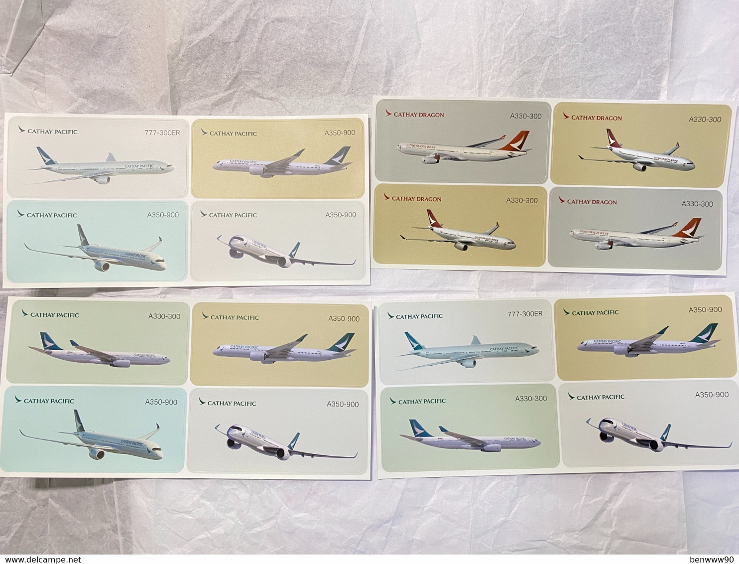 Plane, Airplanes, Cathay Dragon & Cathay Pacific Airlines, Lot Of 11 Hong Kong Cathay Pacific Airways Aircraft Stickers - Aufkleber