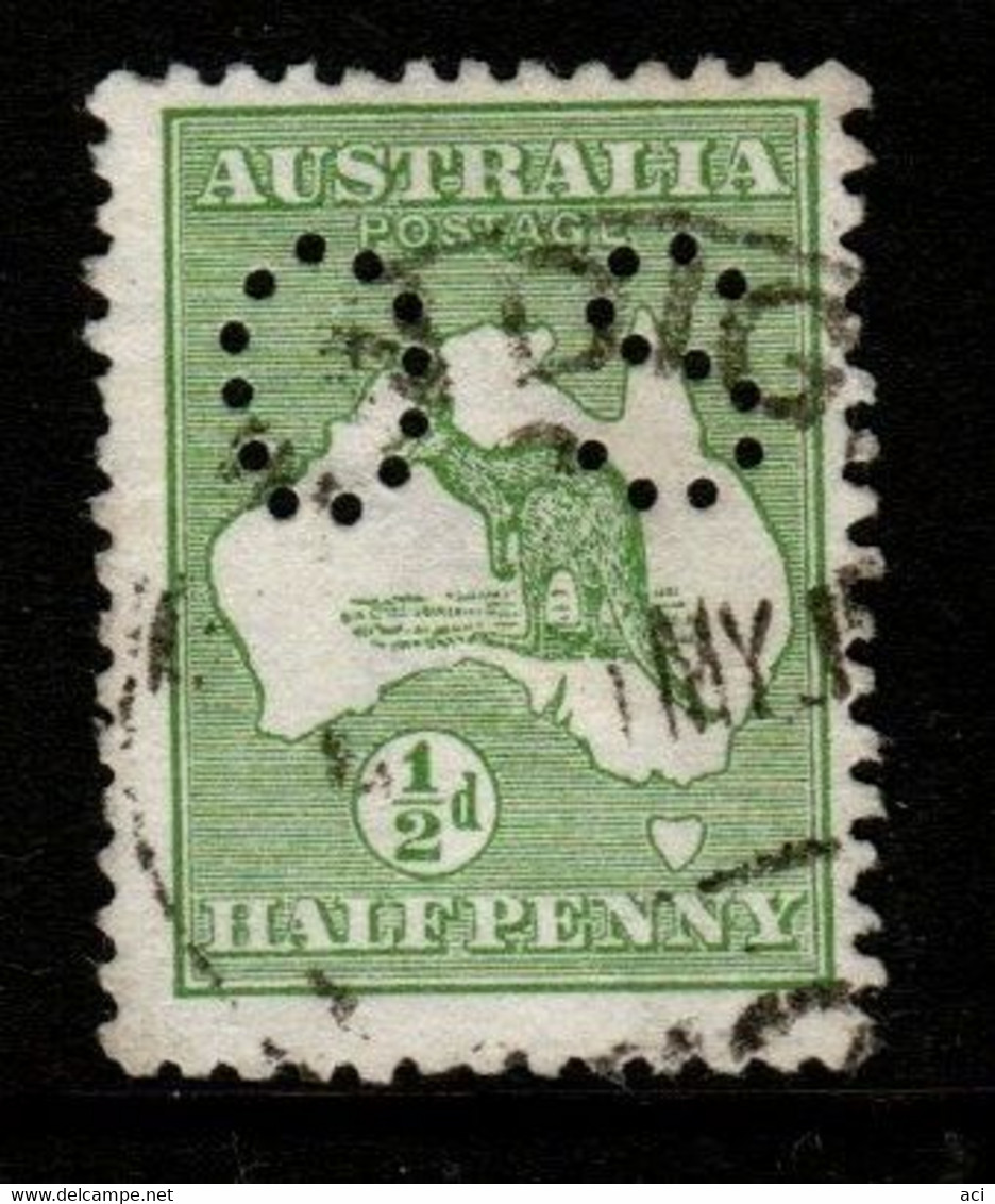 Australia SG O16  1913 First Watermark Kangaroo Half Penny Green,Used - Officials