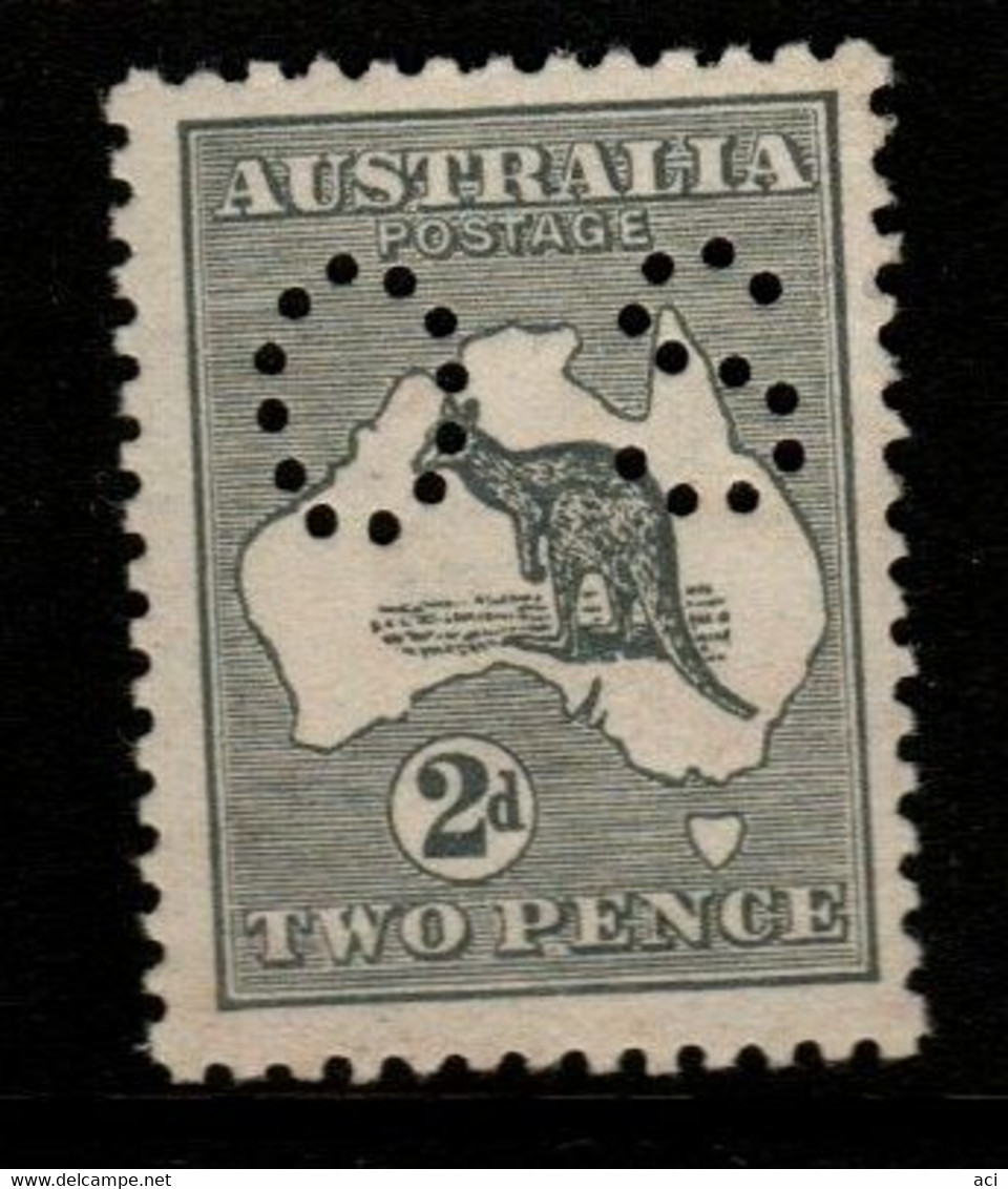 Australia SG O18  1913 Kangaroo ,Perforated OS, 2d Grey 1st Wtmk,Mint Never Hinged, - Dienstzegels